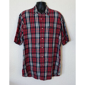 Lucchese Western Shirt Large Short Sleeve Red Plaid Cowboy Heritage, L